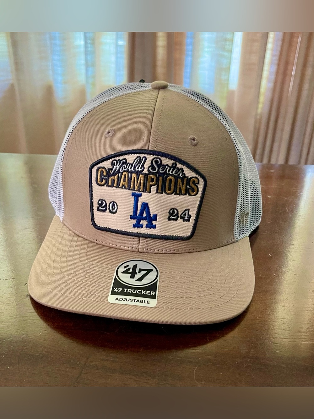NWT Los Angeles Dodgers 2024 World Series Champions '47 Trucker Hat Tan